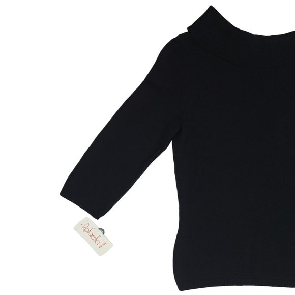 Rafaella Cotton Sweater Womens Size M Petite Round Neck Top Black - Picture 3 of 10